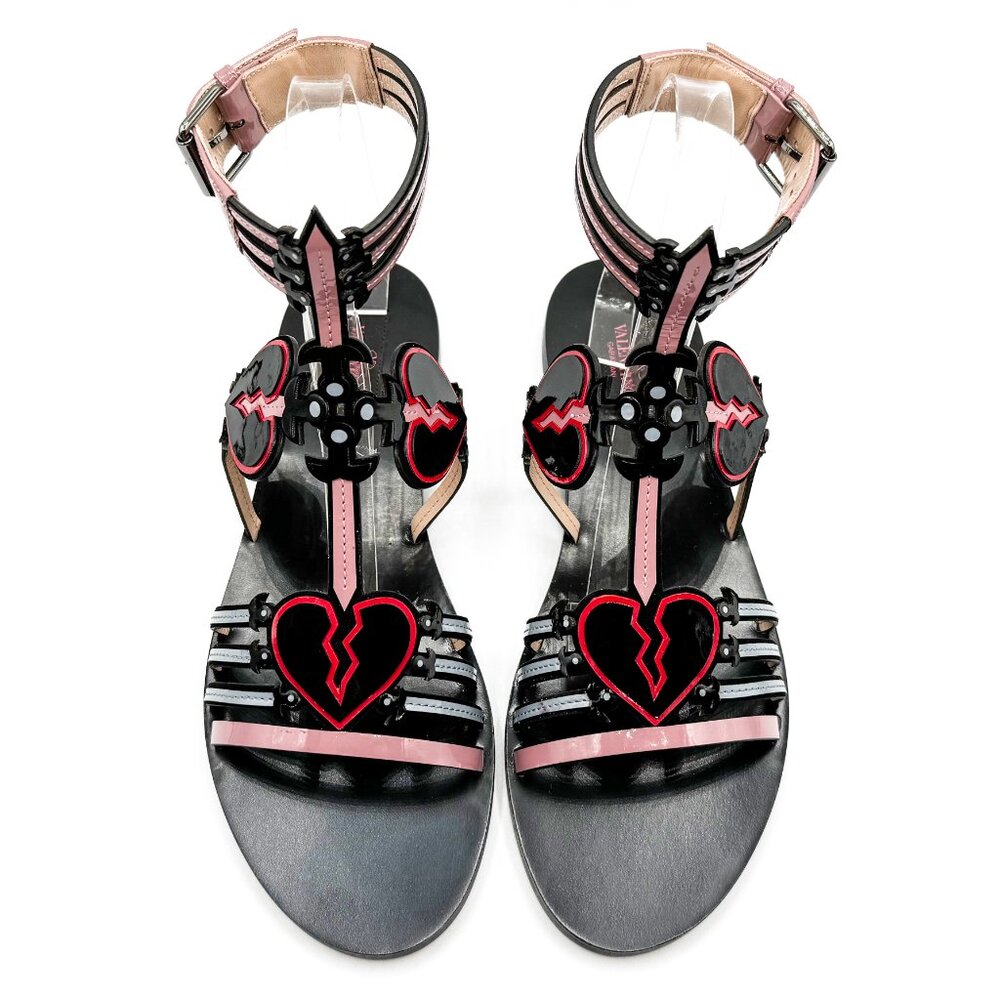 NEW Valentino Garavani Love Blade Multicolor Patent Leather Flat Sandals - Picture 8 of 12